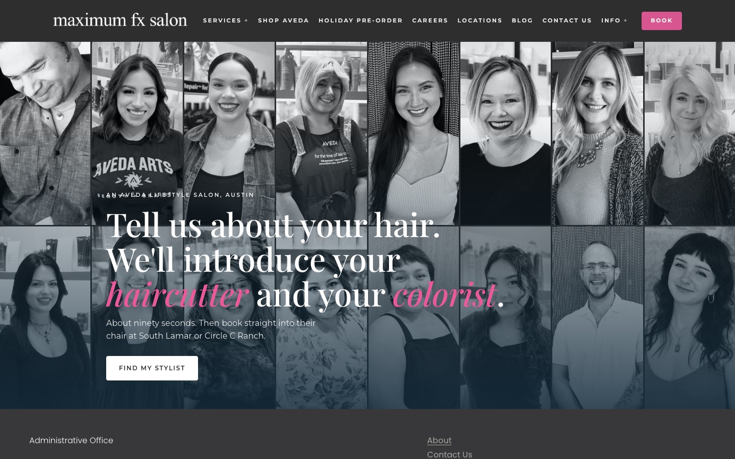 The Find Your Stylist page on maximumfx.com